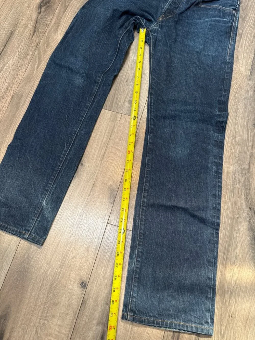 Levis Made & Crafted Mens Ruler Straight Jeans W29 Bovine Leather Patch Button F
